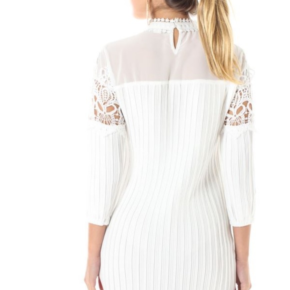 PLEATED DRESS- WHITE | WHITE DRESS | PLEATED DRESS - Picture 3 of 7